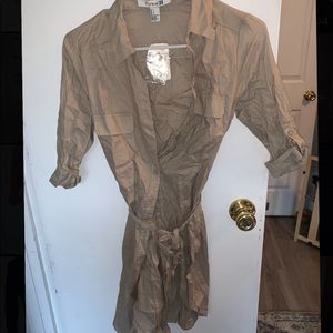 Button Down Tie Shirt Dress NWT